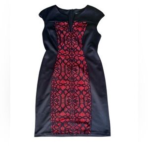 NWT Connected Apparel Color Black Lace Sheath Dress - Womens Size 12 -Black Red